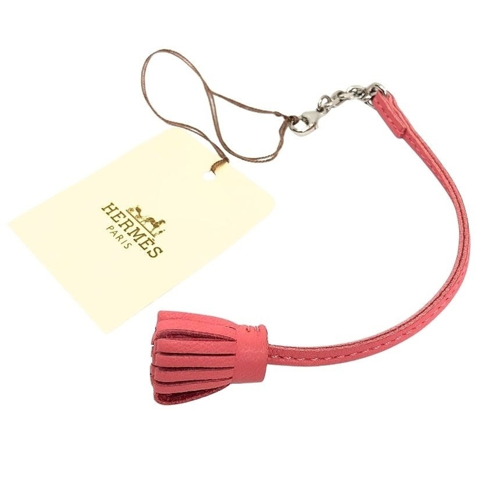 Hermes Carmencita Pompom 17 Rose Azalee Pink Bookmark Keychain Bag Charm aq13155
